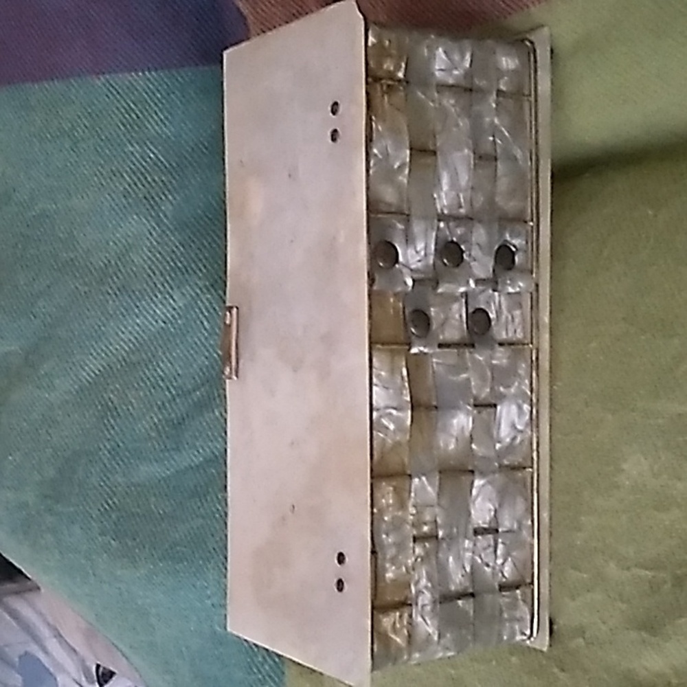 Vintagepearlized Marble Plastic Rectangle Purse - image 3